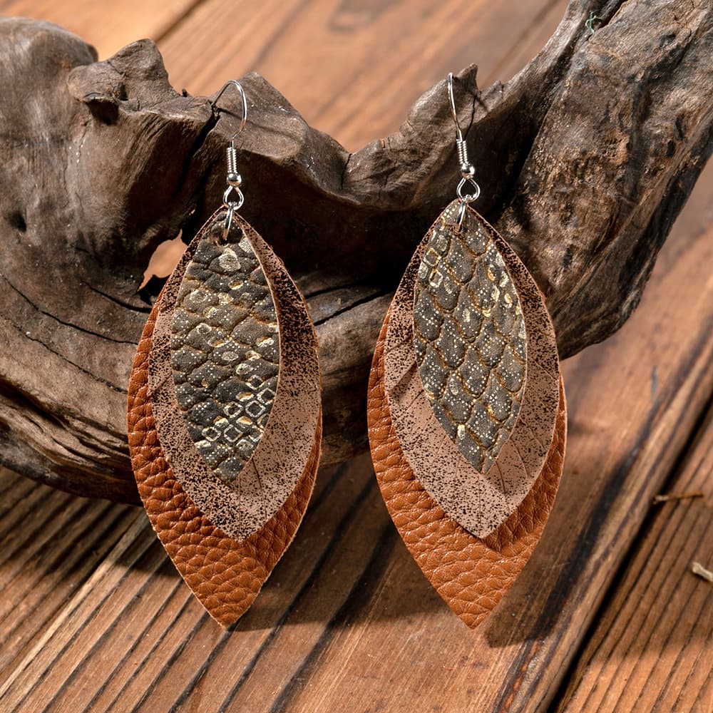 Pendientes colgantes de cuero de PU