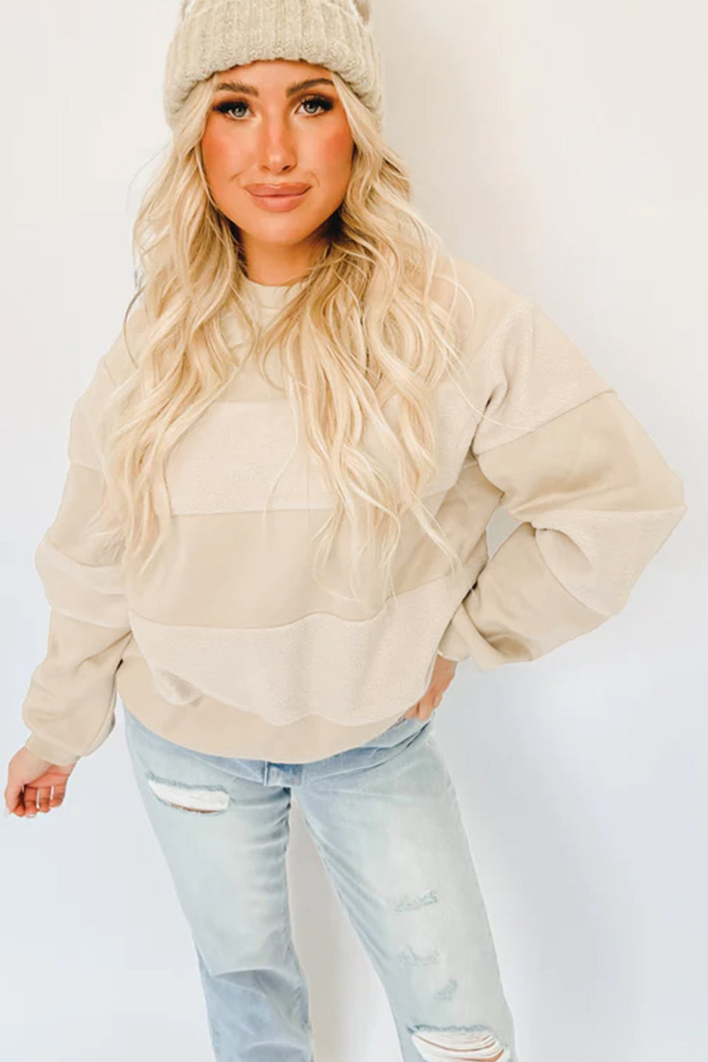 Sudadera de manga larga con parches de avena