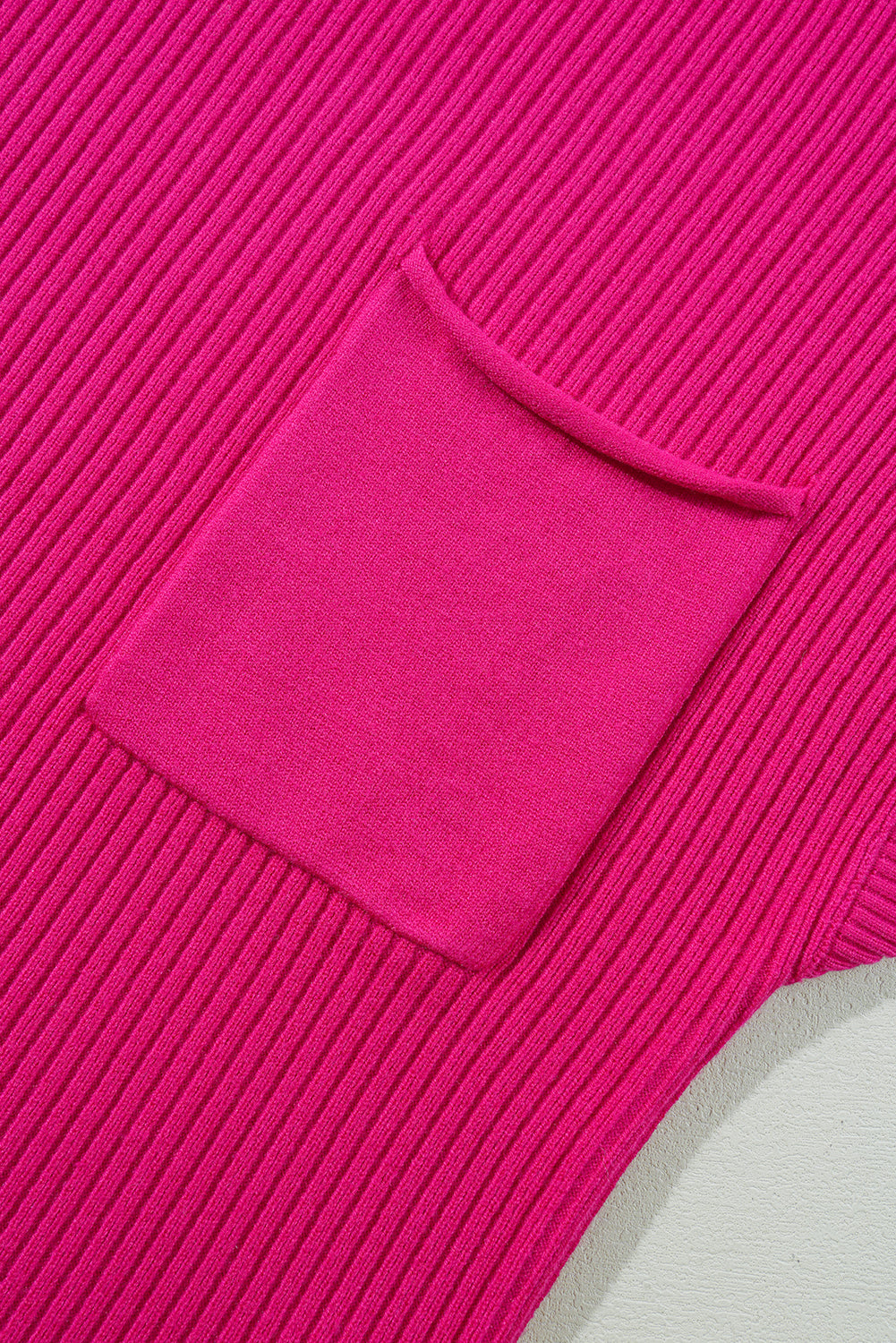 Gold Flame Patch Pocket Ribbed Knit Short Sleeve Sweater
