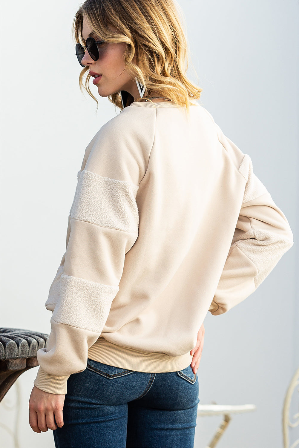 Sudadera de manga larga con parches de avena