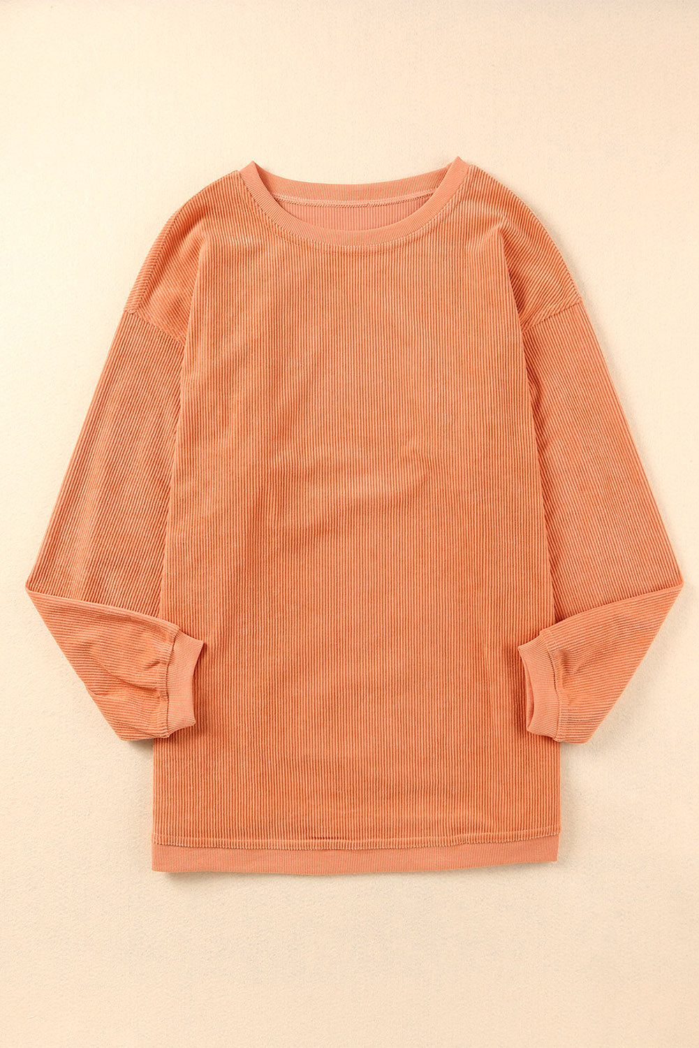 Sudadera holgada de canalé arrugado con hombros caídos en color gris claro