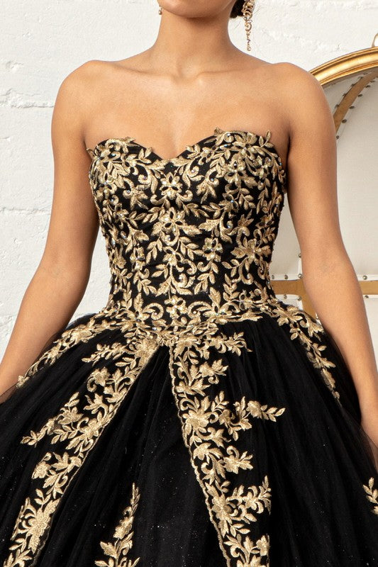 Jewel Embellished Tulle Skirt Dress with Cape