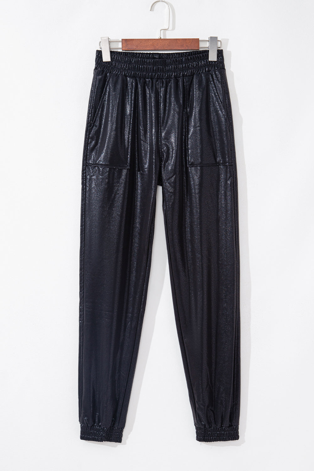 Black Elastic Waist Pocketed Pebble Joggers | S - XL