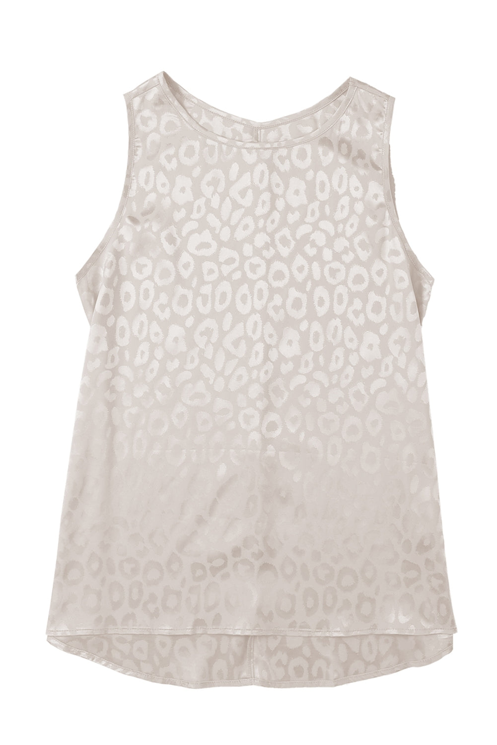 Beige Leopard Print Casual Sleeveless Satin Top