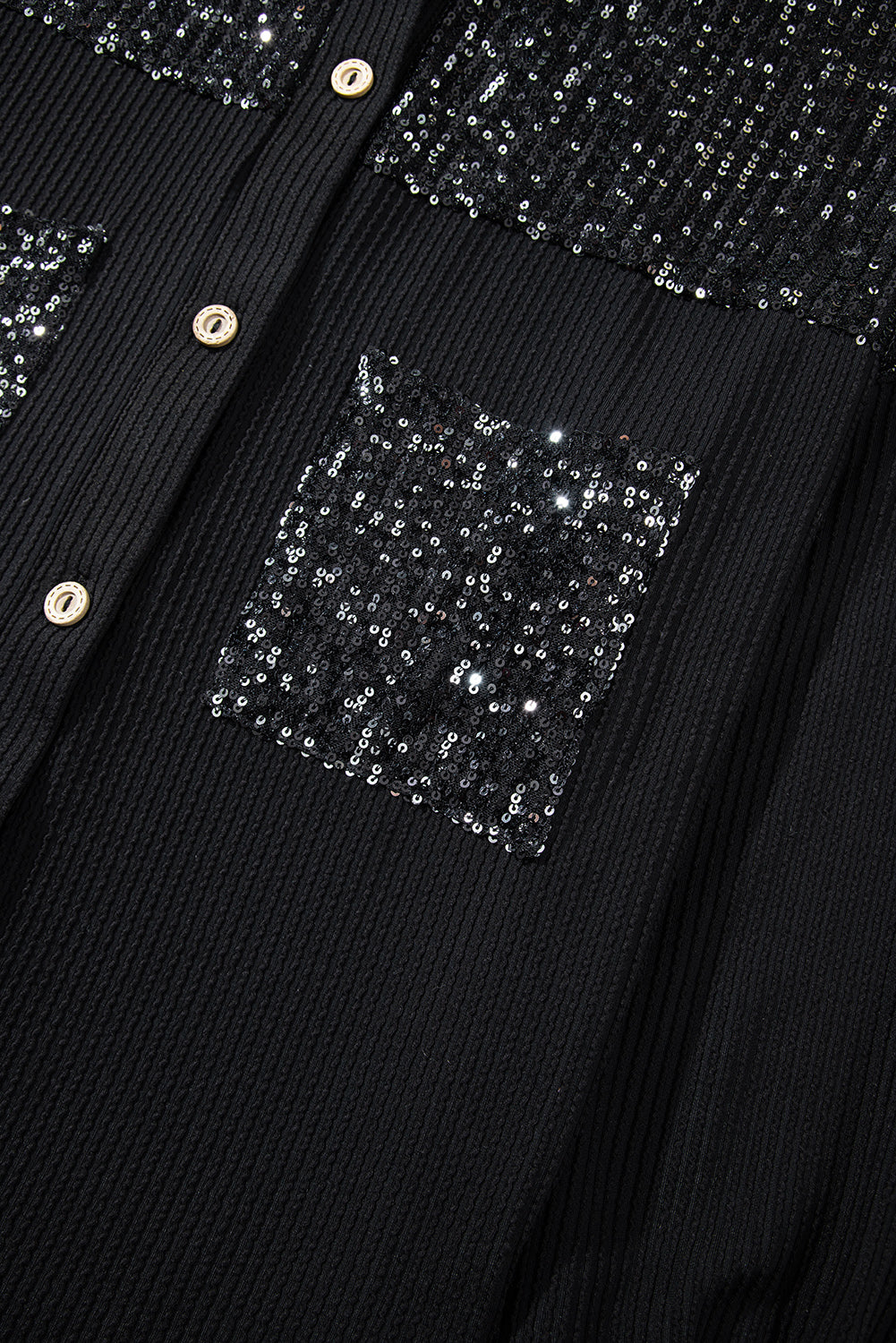Parchment Sequin Patch Chest Pocket Corded Shirt | S - XL | 2 COLORS