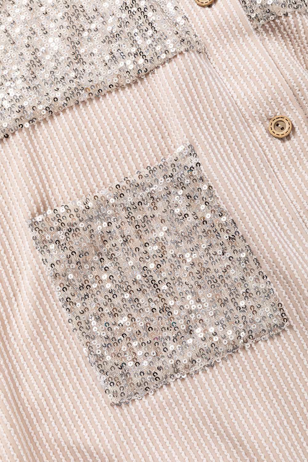 Parchment Sequin Patch Chest Pocket Corded Shirt | S - XL | 2 COLORS