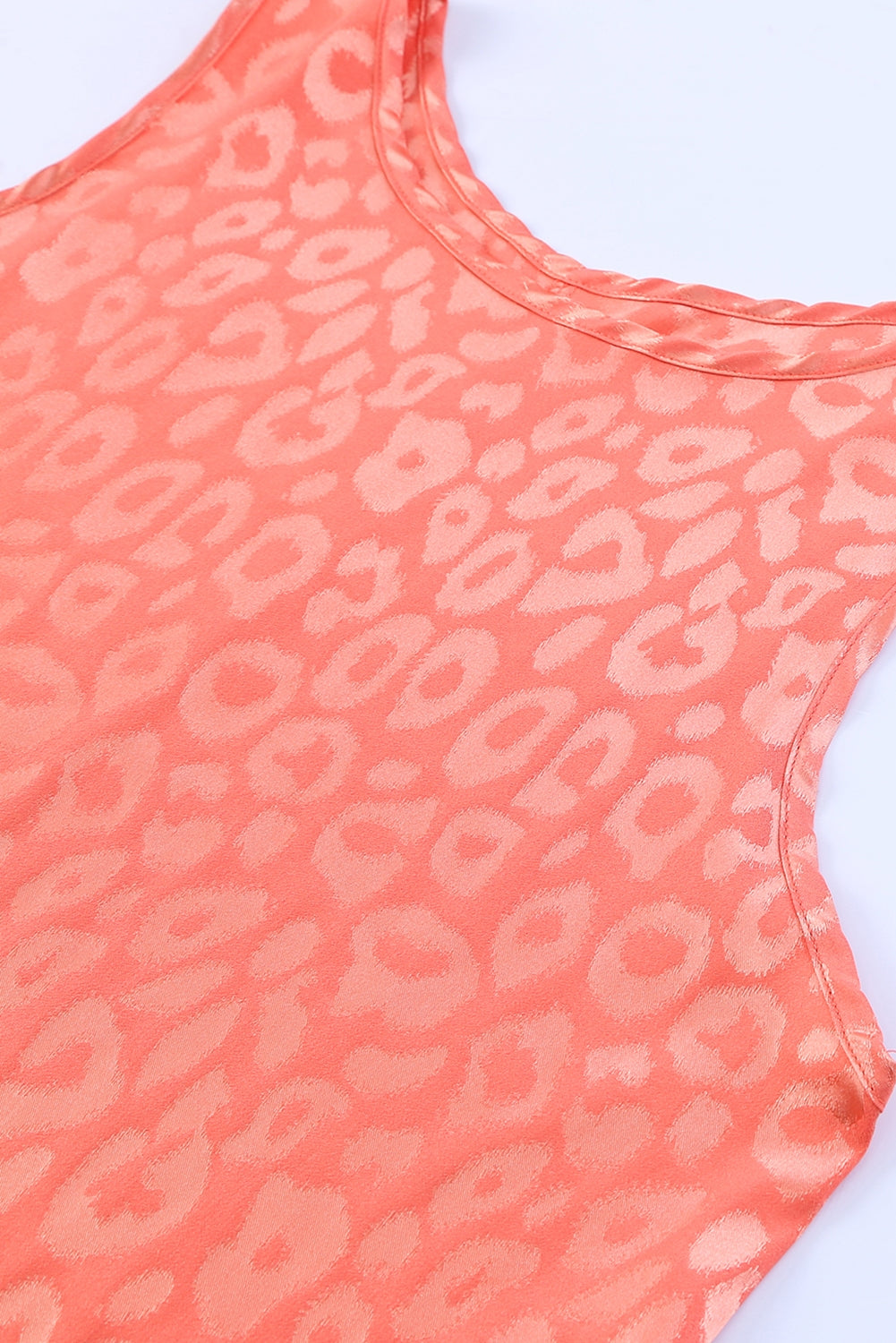 Beige Leopard Print Casual Sleeveless Satin Top