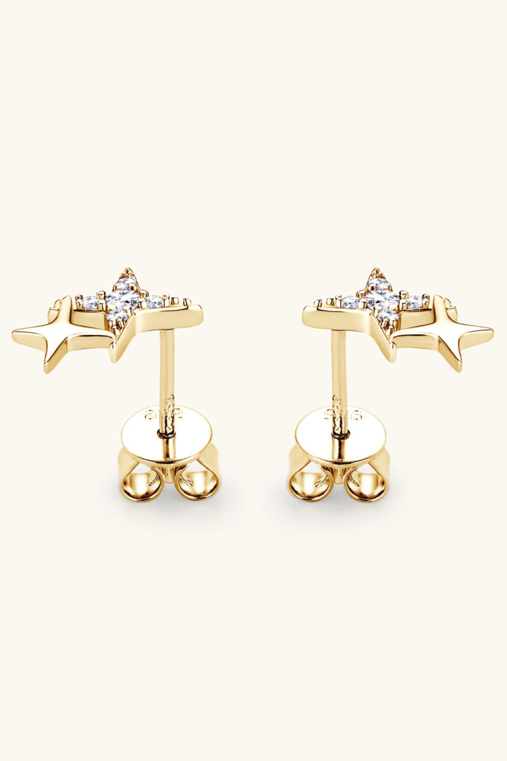 Pendientes de plata de ley 925 con forma de estrella y moissanita