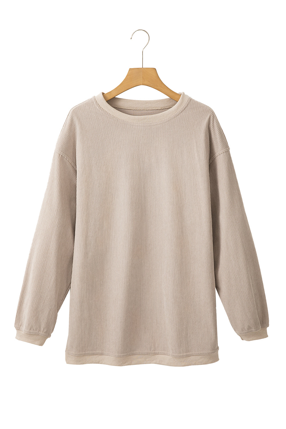 Sudadera holgada de canalé arrugado con hombros caídos en color gris claro
