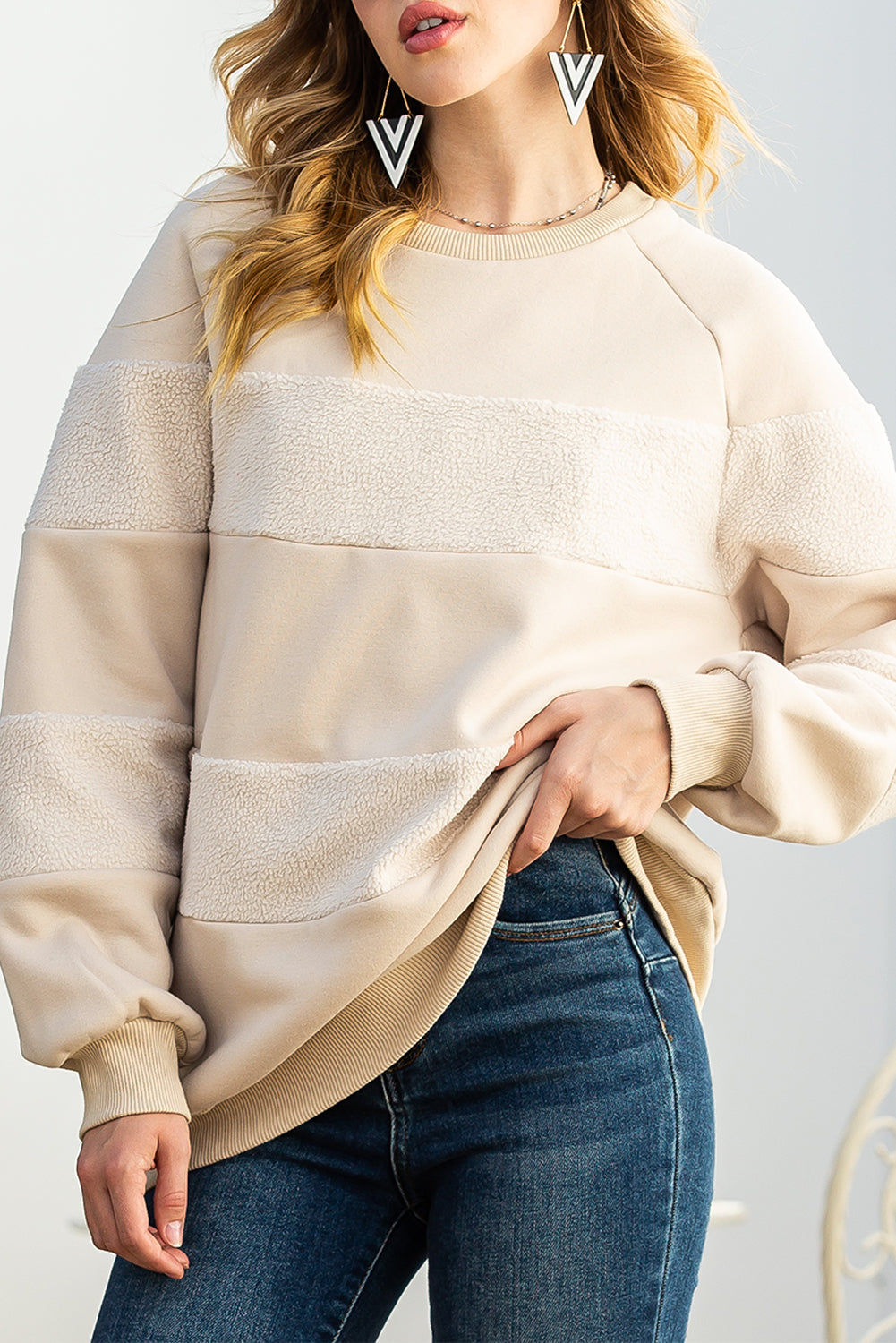 Sudadera de manga larga con parches de avena