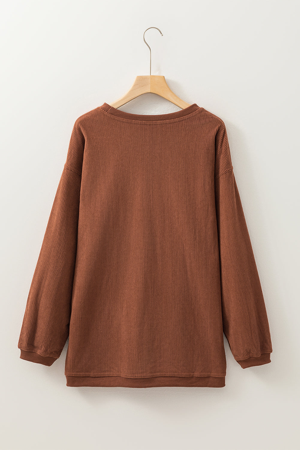 Sudadera holgada de canalé arrugado con hombros caídos en color gris claro