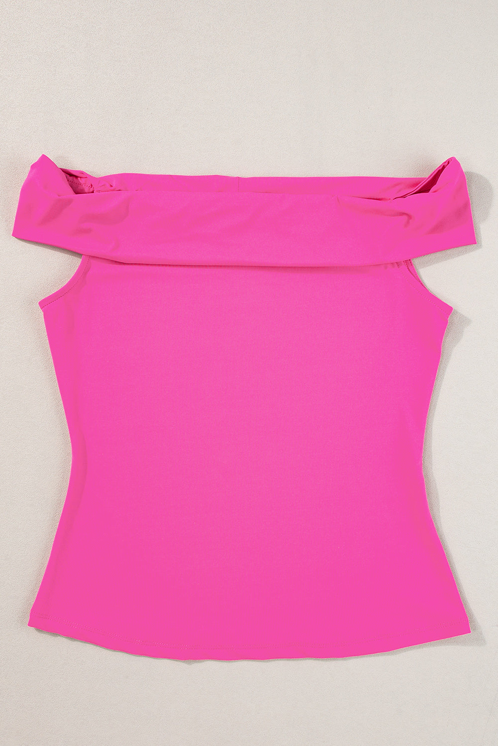 Black Solid Color Folded Off Shoulder Slim Blouse