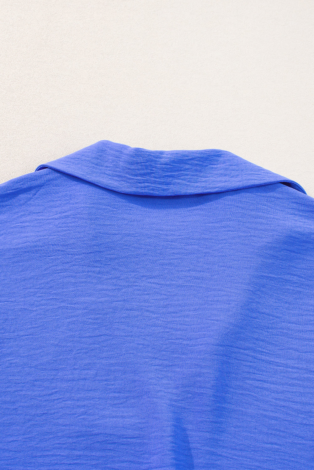 Dark Blue Crinkled Collared Smocked Cuffs Dolman Top