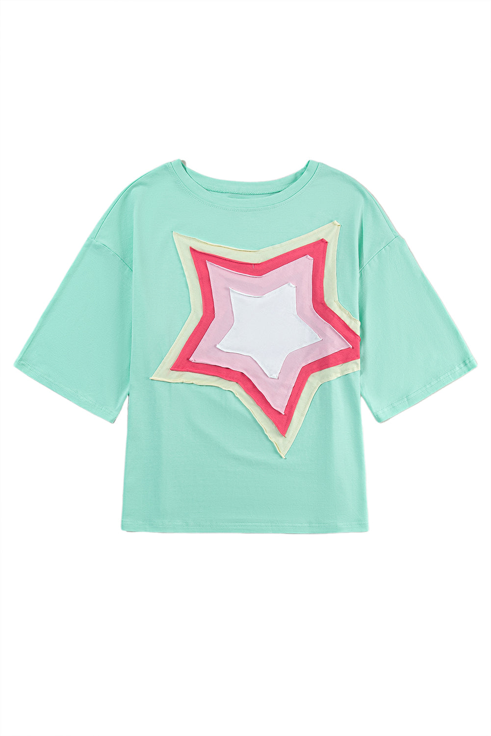 Camiseta extragrande de manga corta con parches de estrellas y bloques de color Bonbon