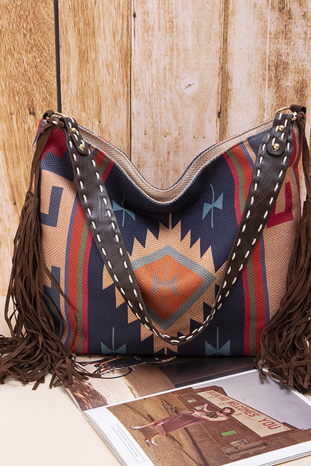 Bolsa de lona con diseño geométrico