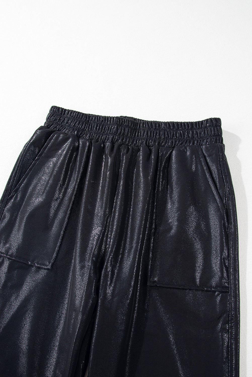 Black Elastic Waist Pocketed Pebble Joggers | S - XL