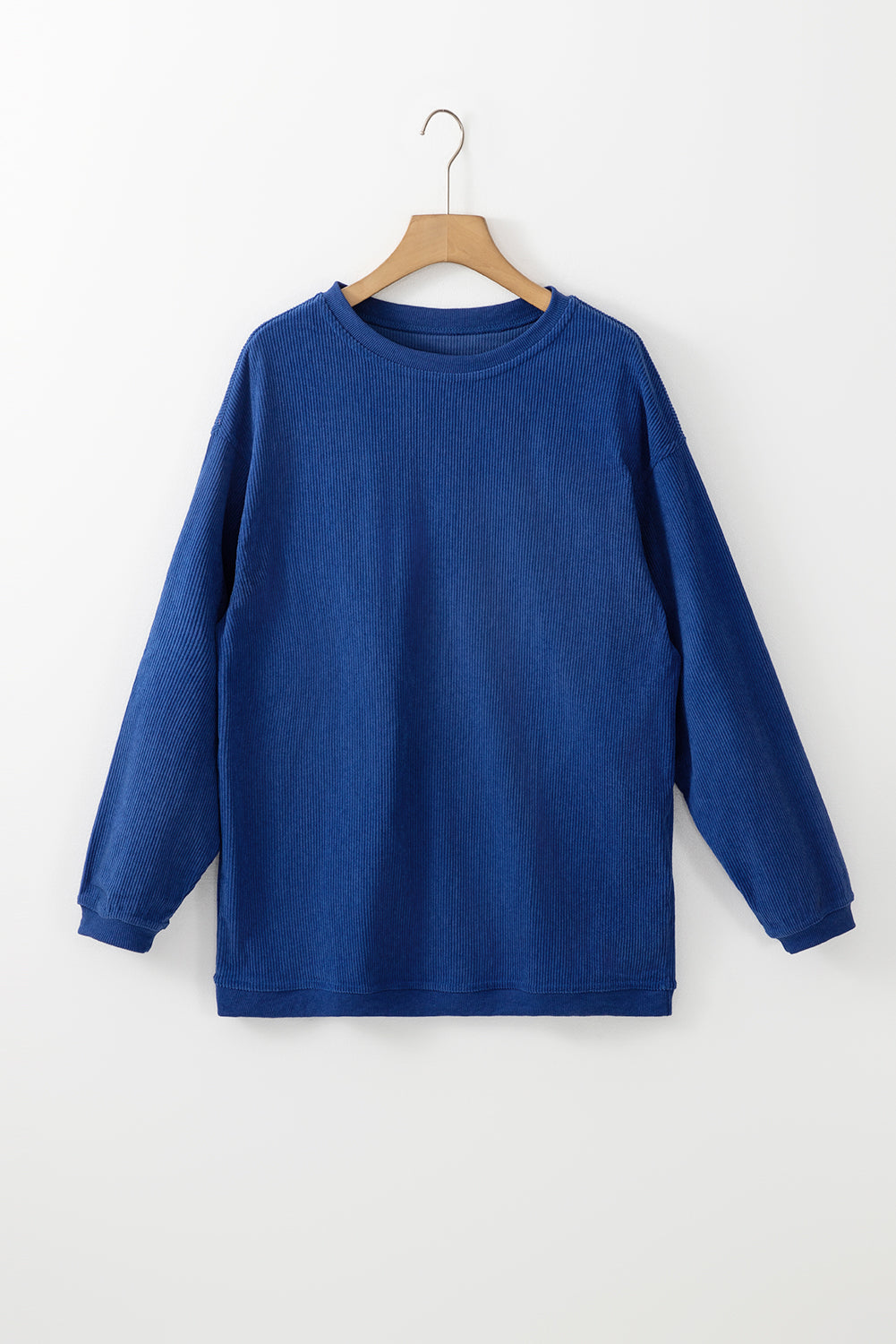 Sudadera holgada de canalé arrugado con hombros caídos en color gris claro