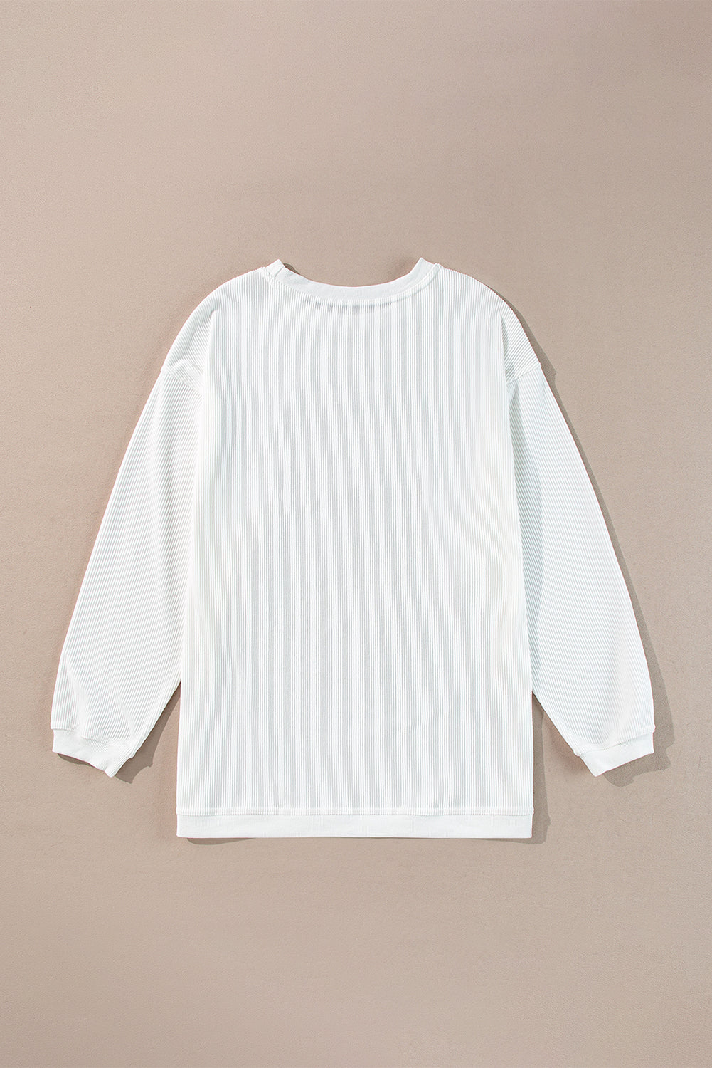Sudadera holgada de canalé arrugado con hombros caídos en color gris claro