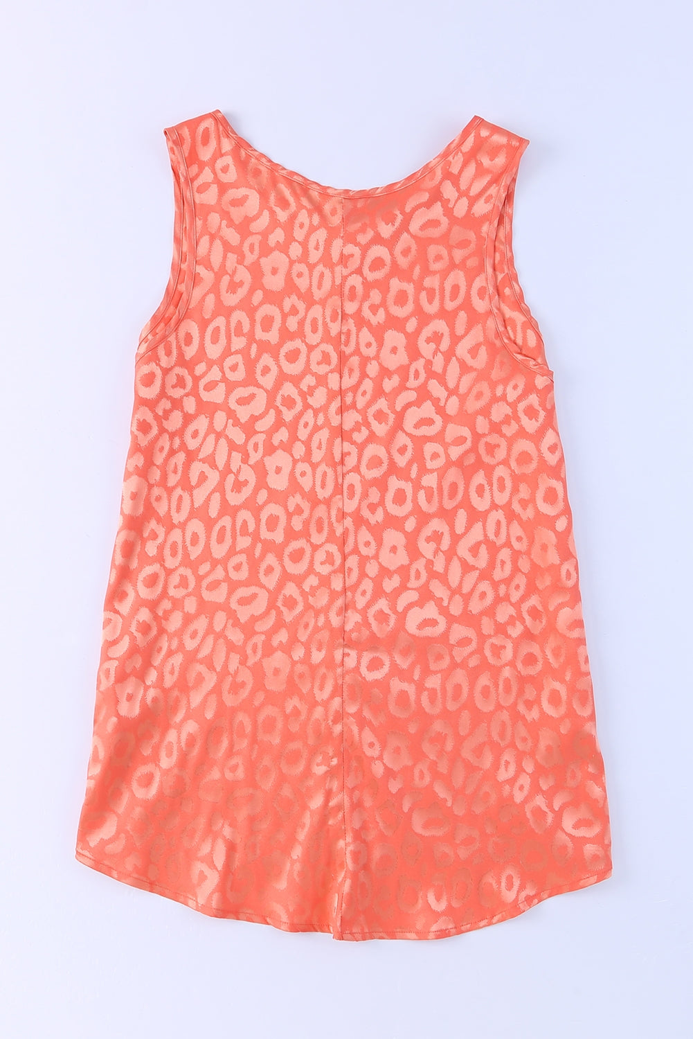 Beige Leopard Print Casual Sleeveless Satin Top