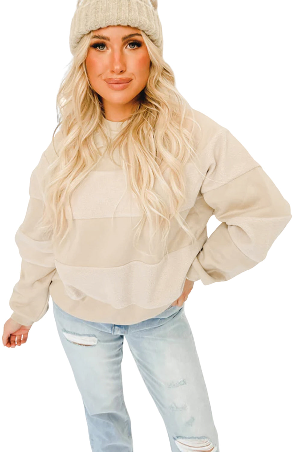 Sudadera de manga larga con parches de avena