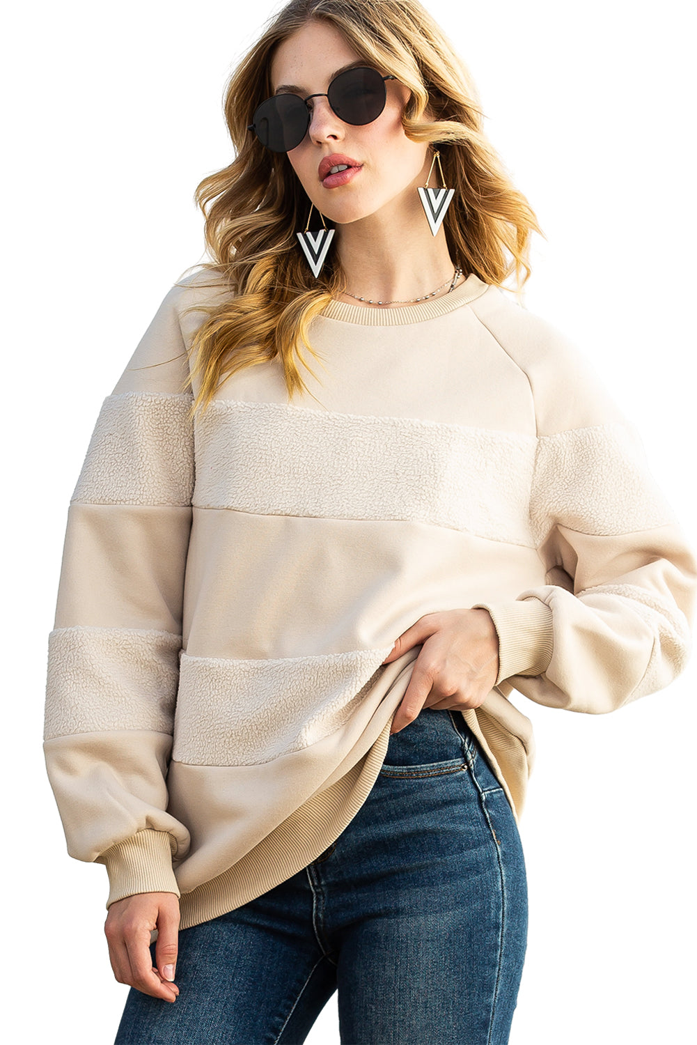 Sudadera de manga larga con parches de avena