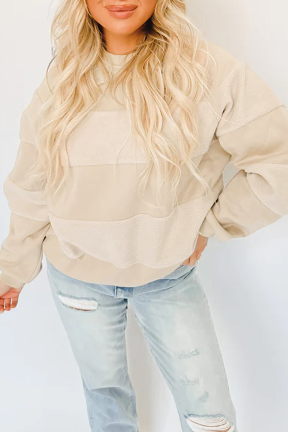 Sudadera de manga larga con parches de avena