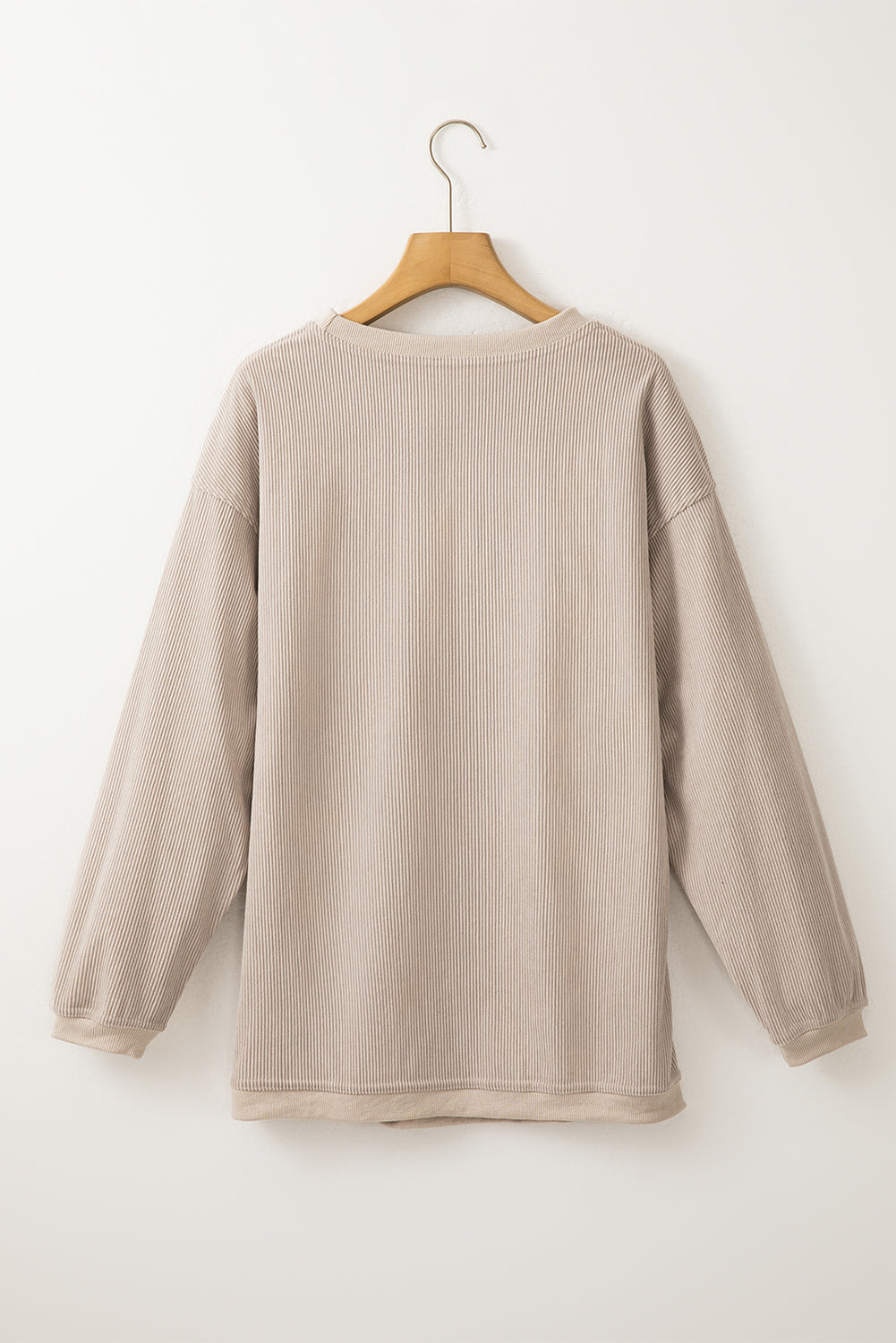 Sudadera holgada de canalé arrugado con hombros caídos en color gris claro