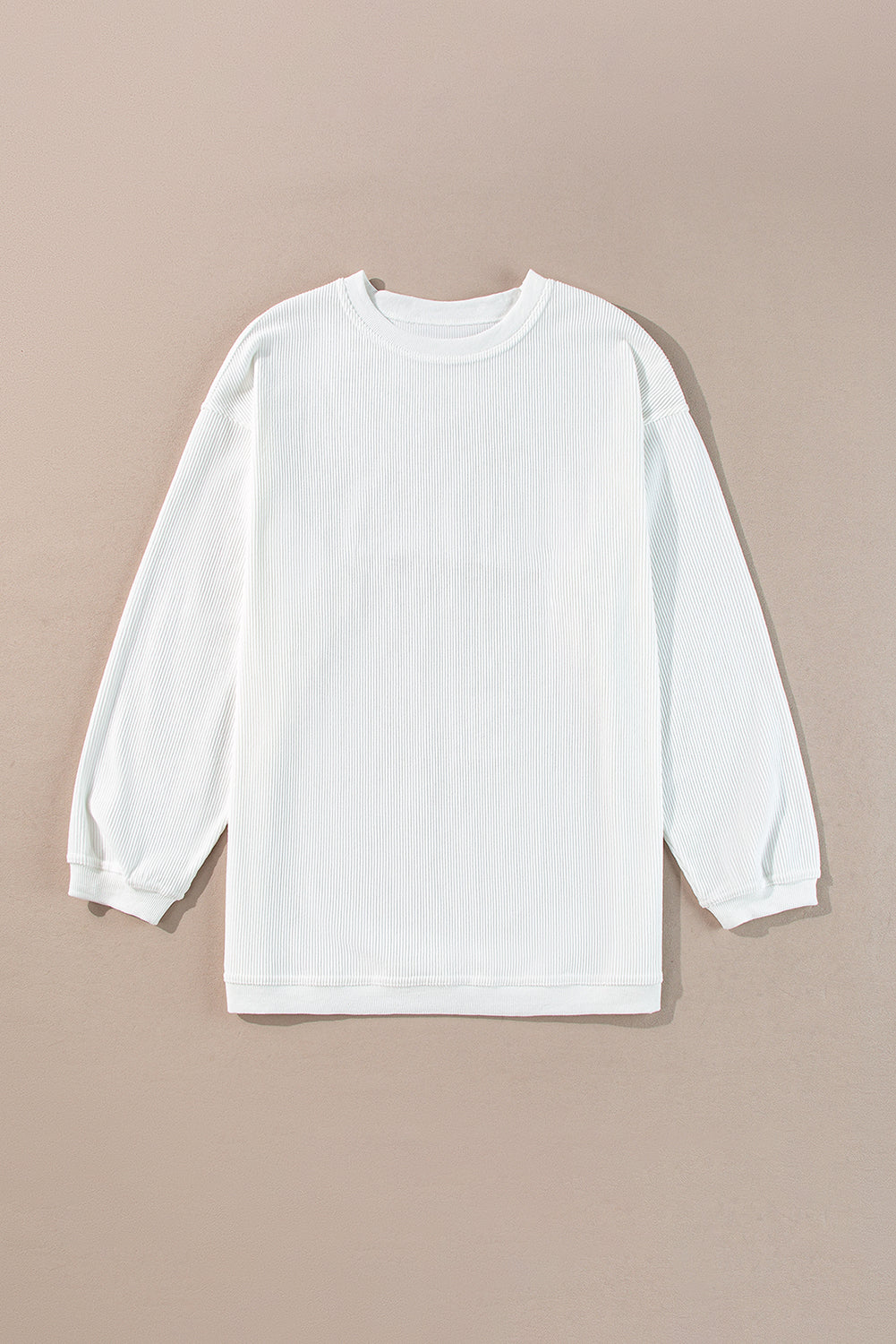 Sudadera holgada de canalé arrugado con hombros caídos en color gris claro