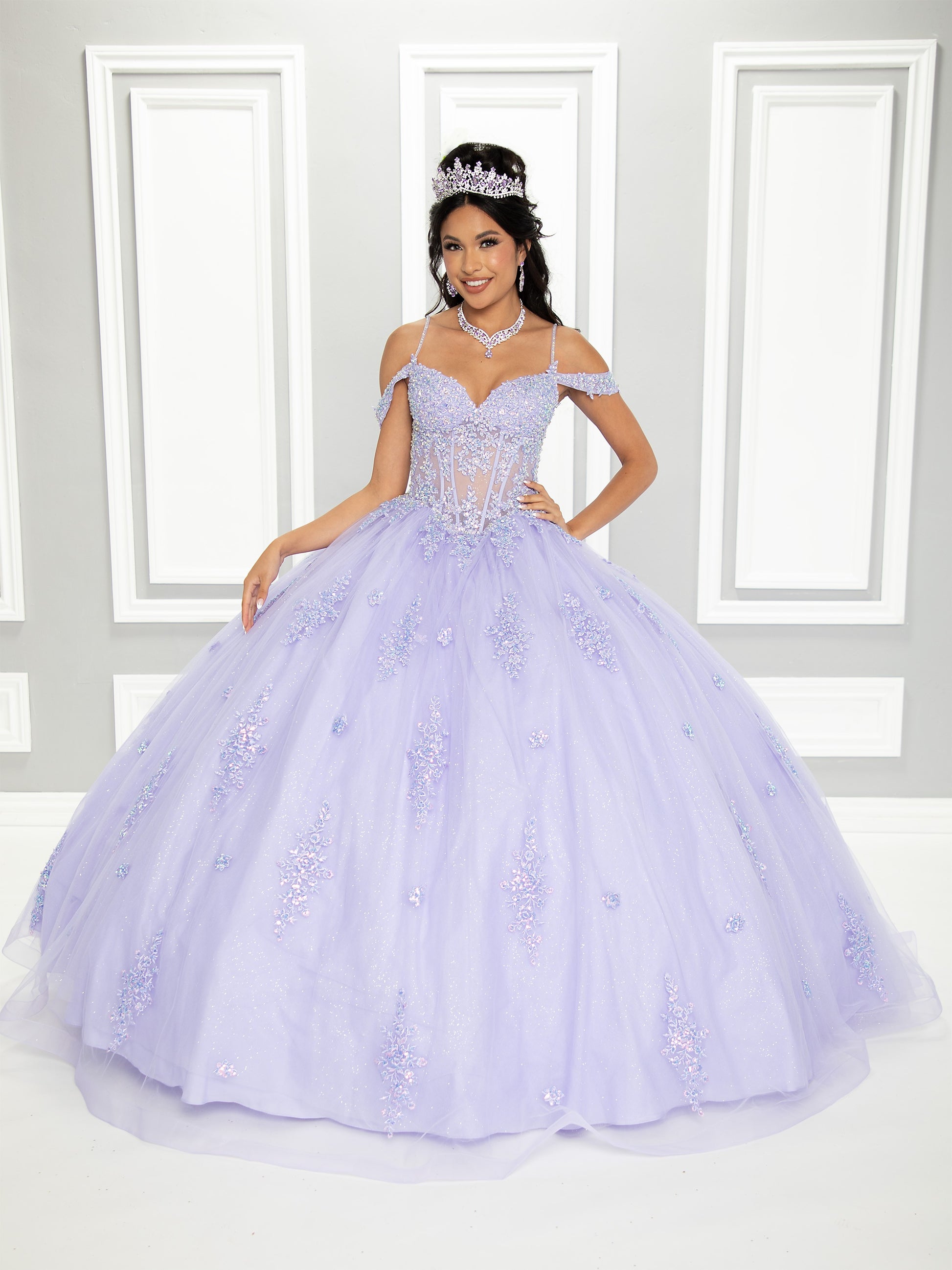 Glittered Tulle Sheer Corset Bodice Dress