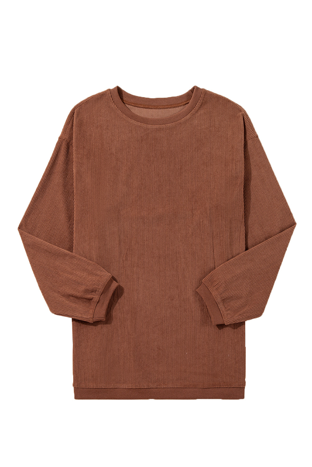 Sudadera holgada de canalé arrugado con hombros caídos en color gris claro