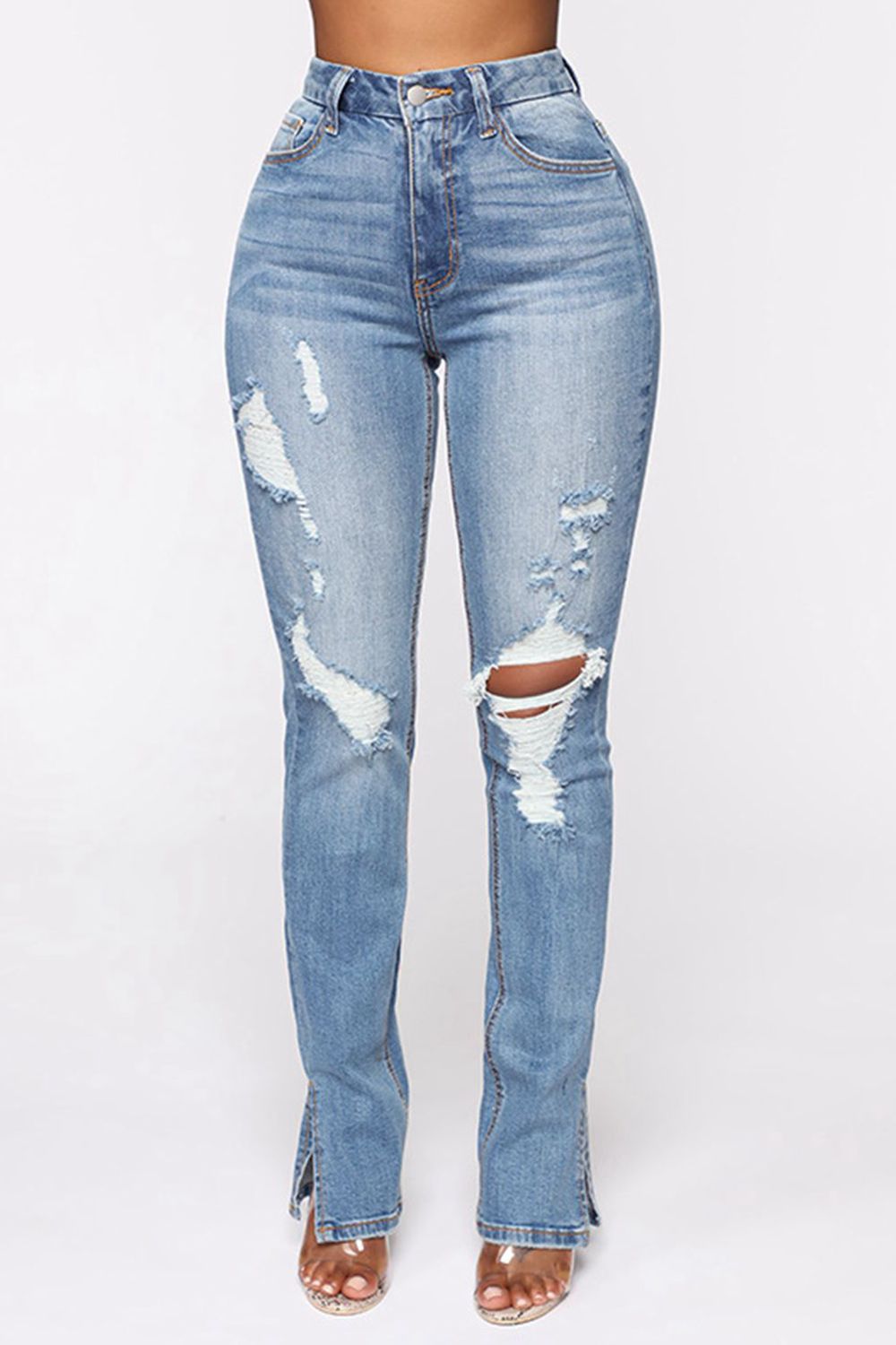 Distressed Slit Jeans | S - 2XL
