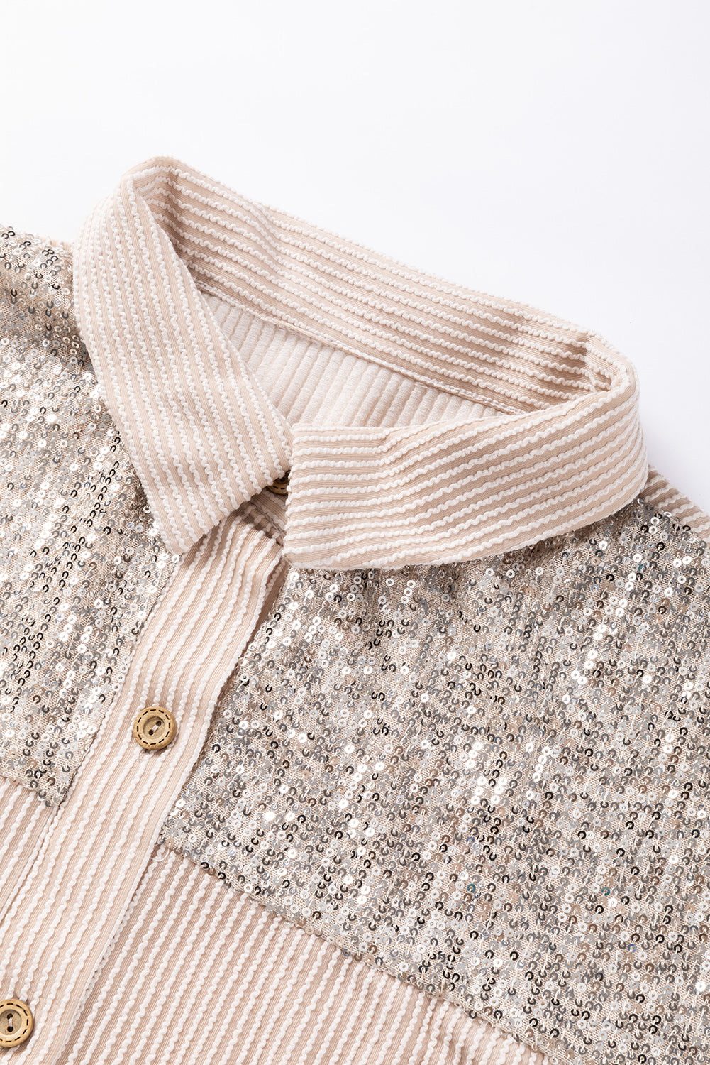 Parchment Sequin Patch Chest Pocket Corded Shirt | S - XL | 2 COLORS