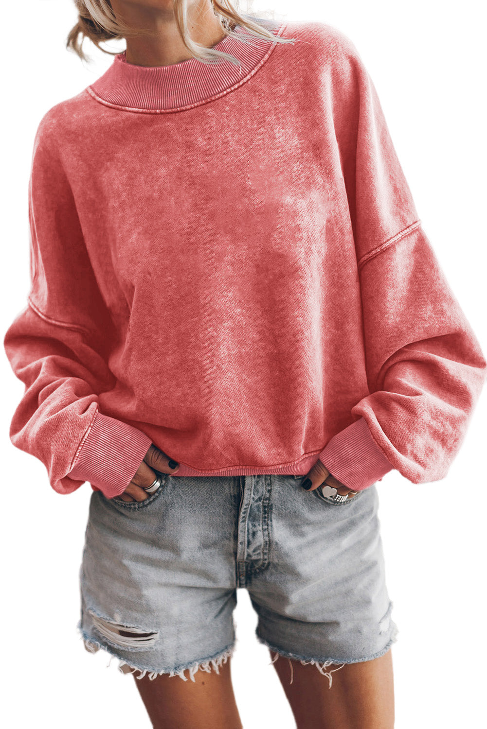 Sudadera con cuello redondo y hombros caídos, color marrón