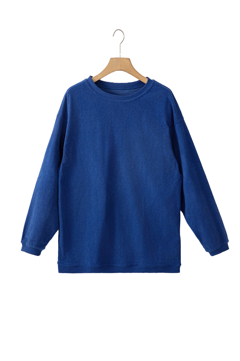 Sudadera holgada de canalé arrugado con hombros caídos en color gris claro