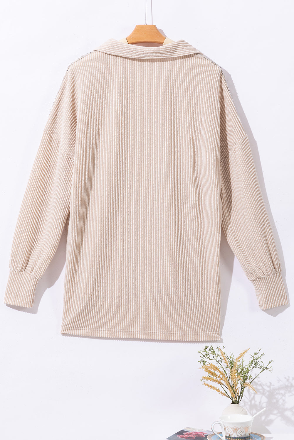 Parchment Sequin Patch Chest Pocket Corded Shirt | S - XL | 2 COLORS