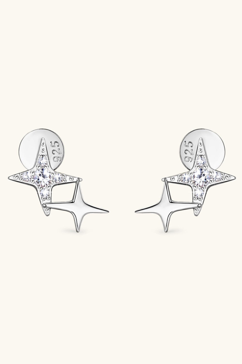 Pendientes de plata de ley 925 con forma de estrella y moissanita