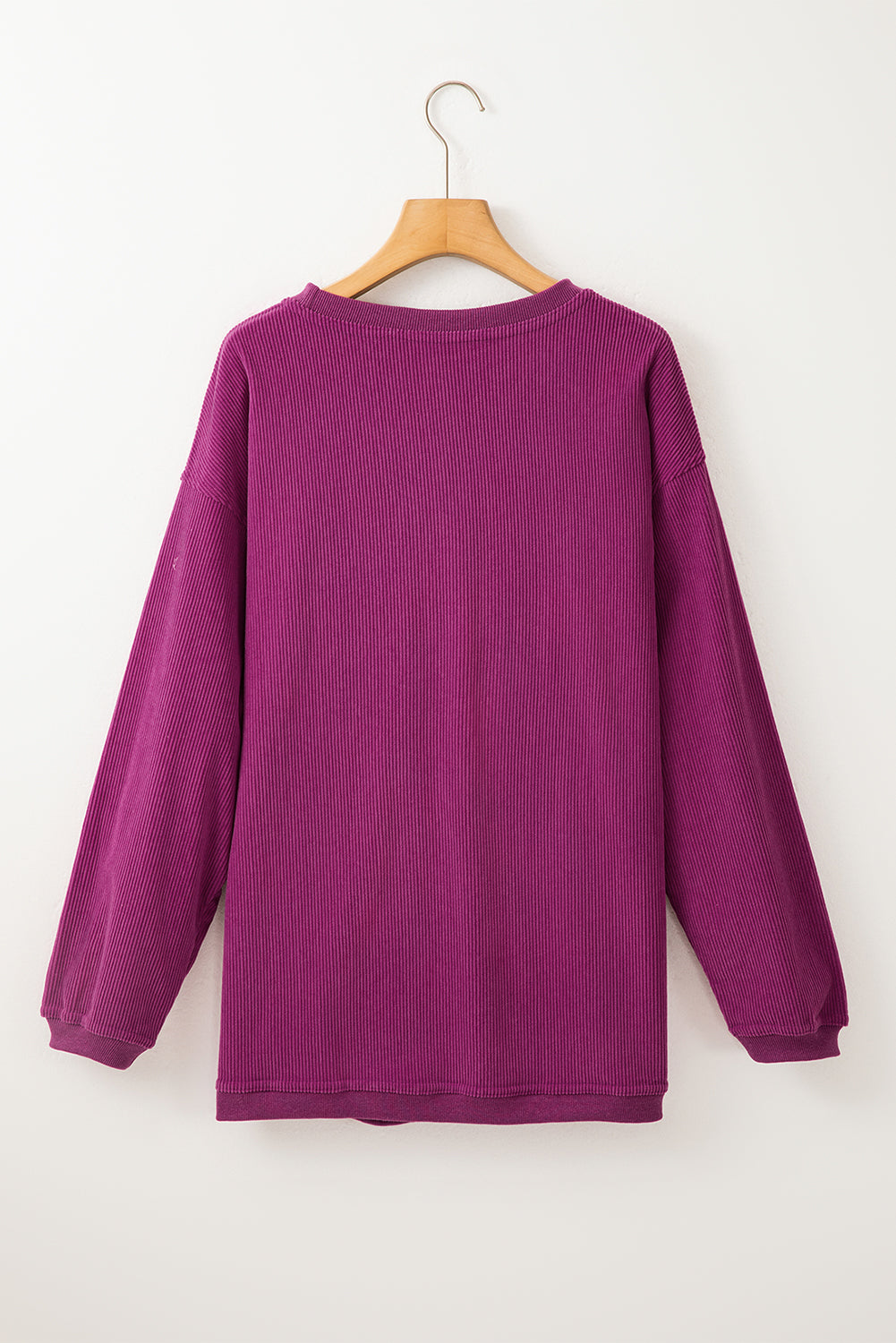 Sudadera holgada de canalé arrugado con hombros caídos en color gris claro