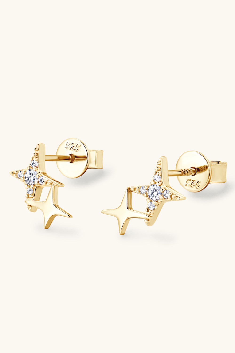 Pendientes de plata de ley 925 con forma de estrella y moissanita