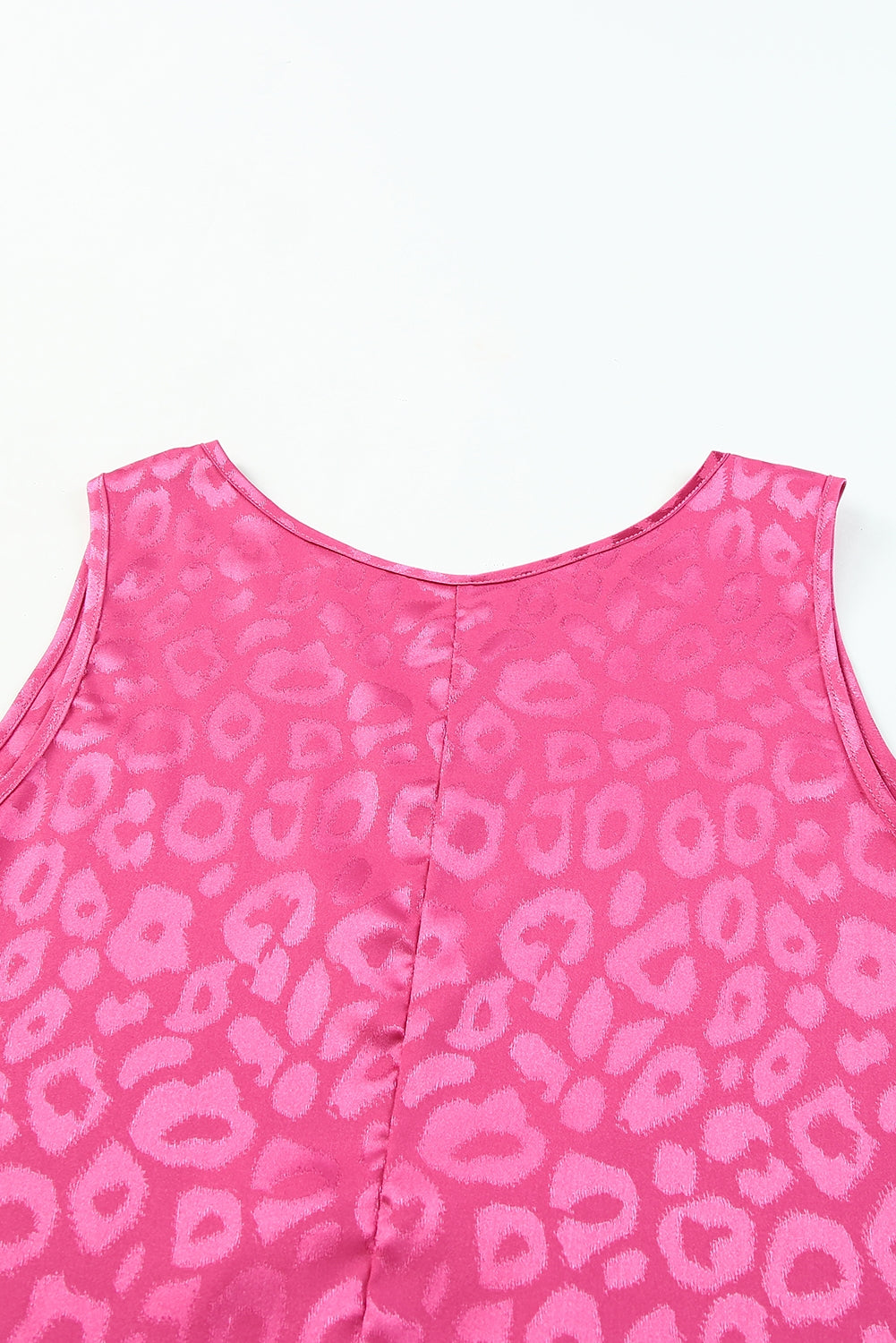 Beige Leopard Print Casual Sleeveless Satin Top