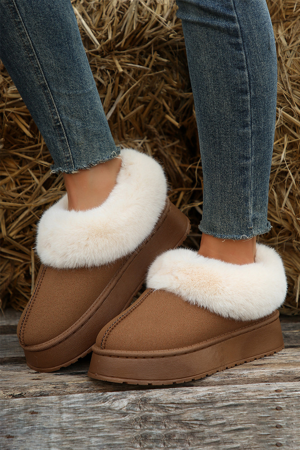 Chestnut Suede Fur-Lined Booties