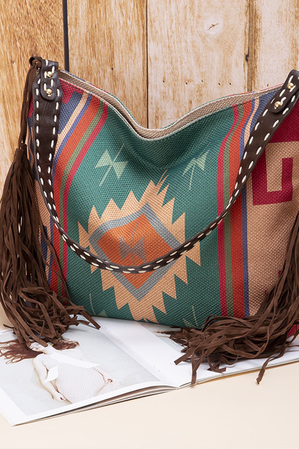 Bolsa de lona con diseño geométrico