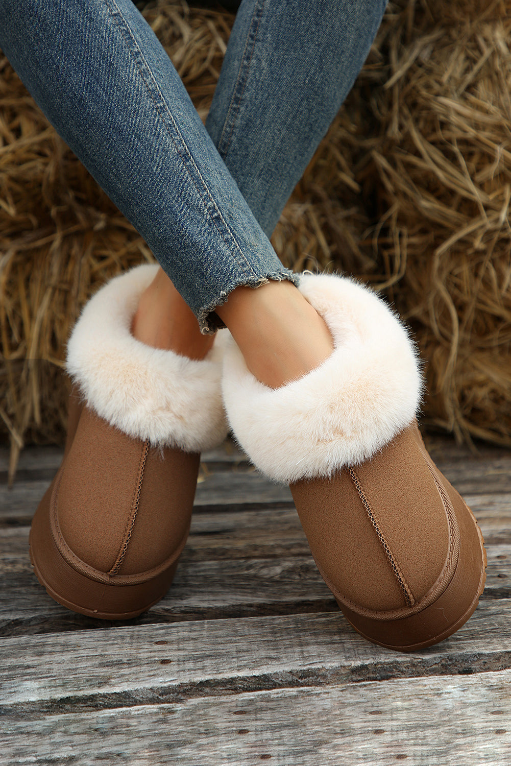 Chestnut Suede Fur-Lined Booties