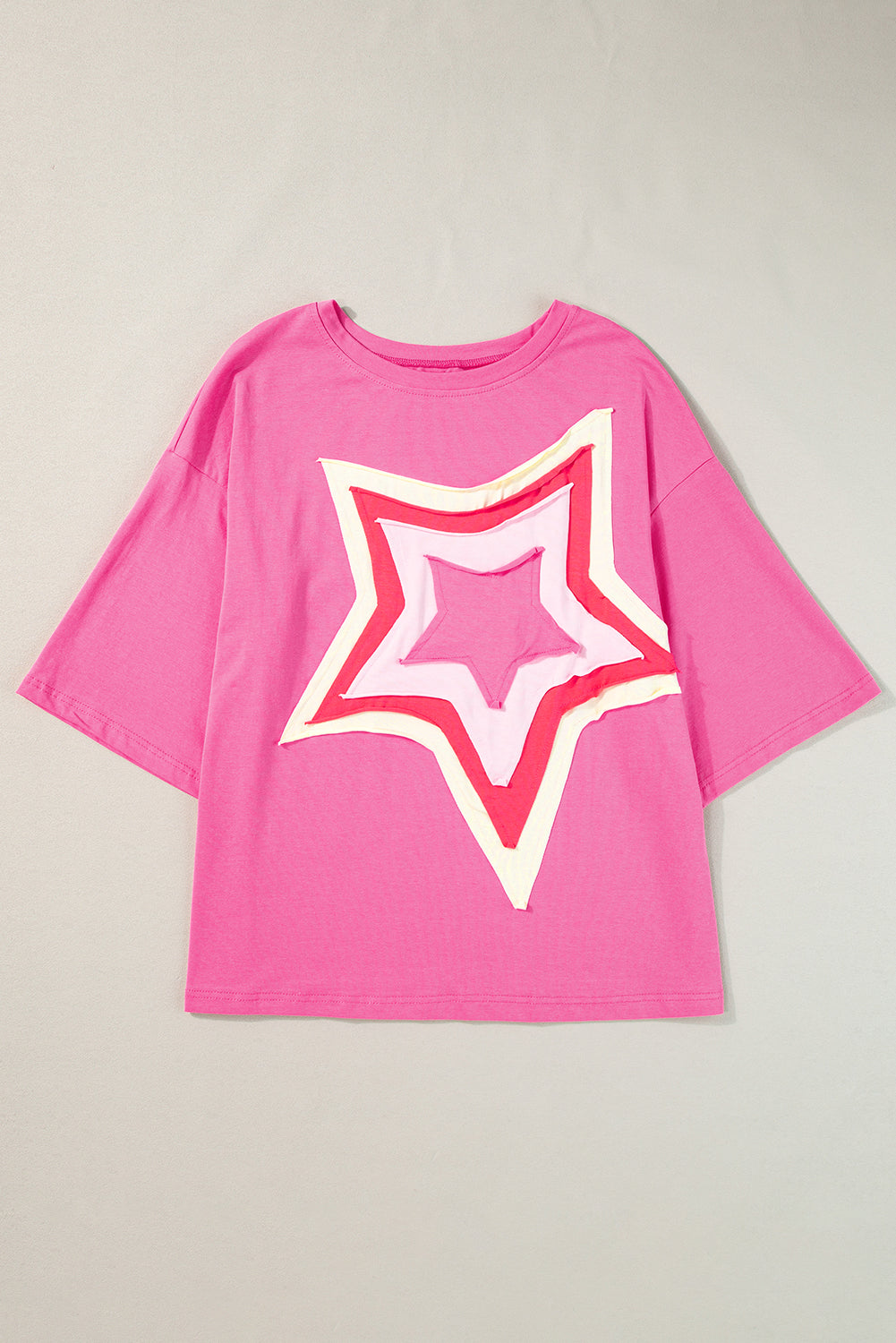 Camiseta extragrande de manga corta con parches de estrellas y bloques de color Bonbon