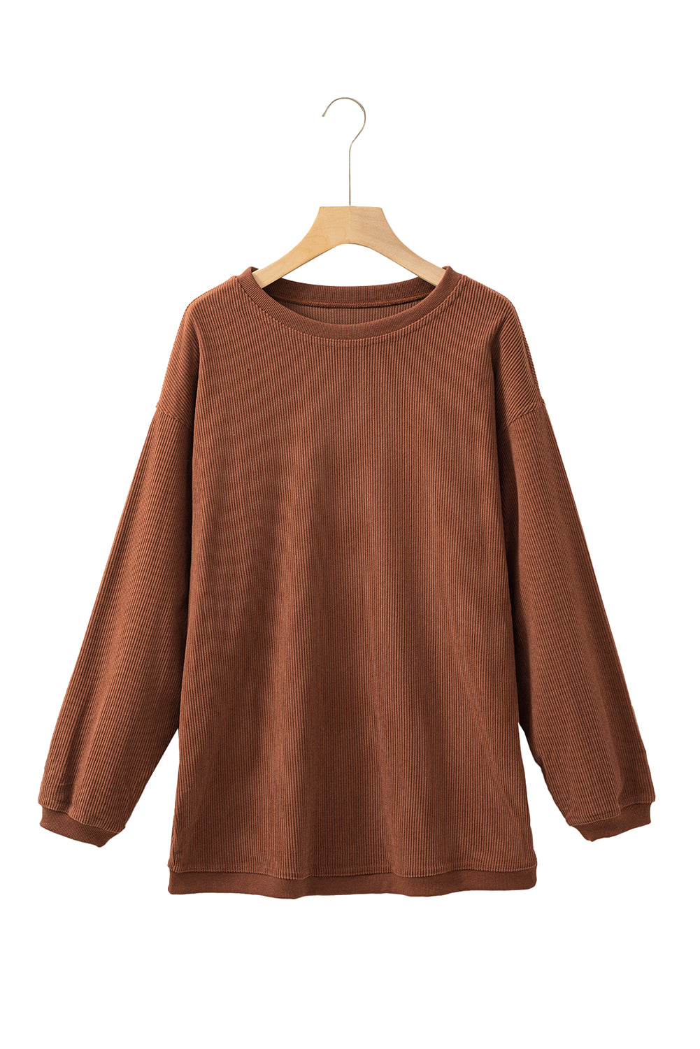 Sudadera holgada de canalé arrugado con hombros caídos en color gris claro
