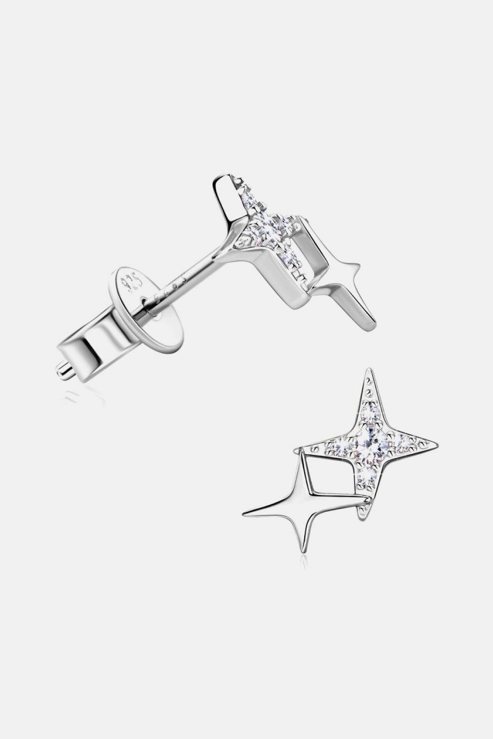 Pendientes de plata de ley 925 con forma de estrella y moissanita