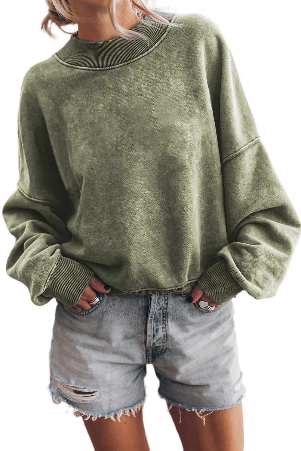 Sudadera con cuello redondo y hombros caídos, color marrón