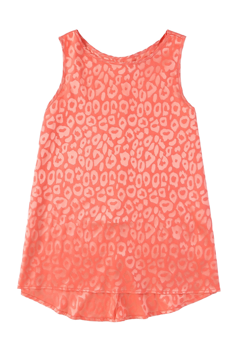 Beige Leopard Print Casual Sleeveless Satin Top
