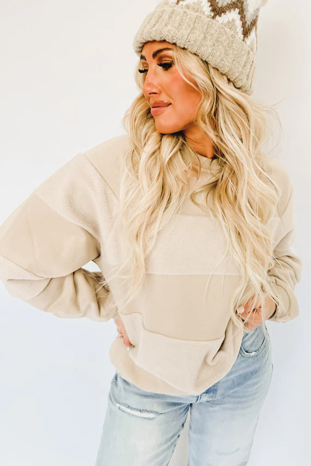 Sudadera de manga larga con parches de avena