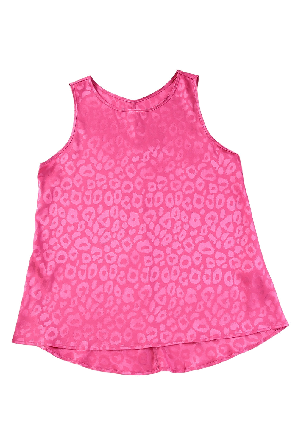 Beige Leopard Print Casual Sleeveless Satin Top