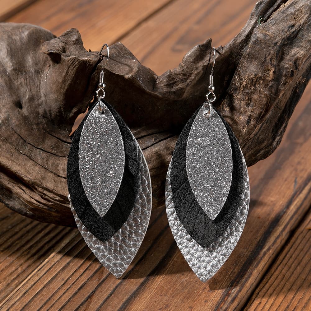 Pendientes colgantes de cuero de PU